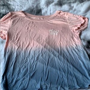 light pink to blue graphic tee